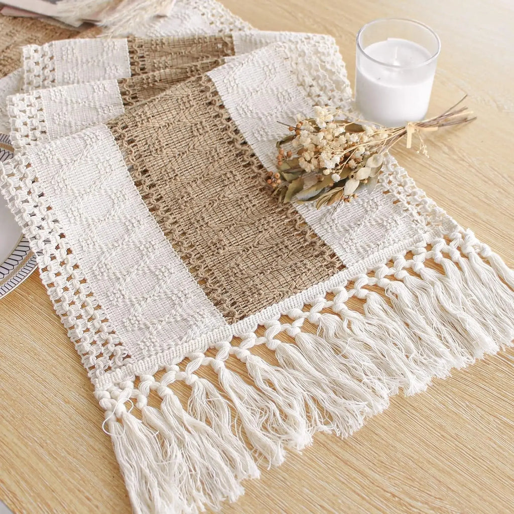 Table Runner for Summer Home Decor with Tassels Long Farmhouse