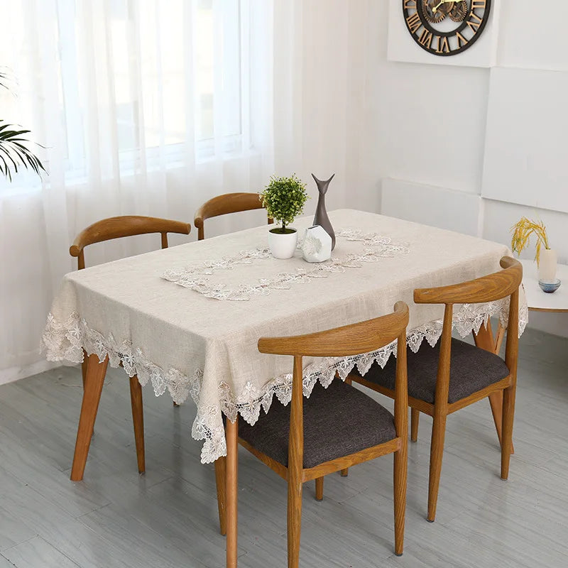 Plain Colour Tablecloth Cotton Linen Pure Light Gray European Style