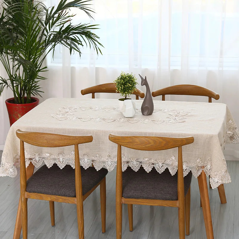 Plain Colour Tablecloth Cotton Linen Pure Light Gray European Style