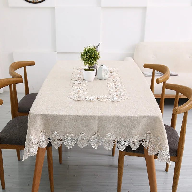 Plain Colour Tablecloth Cotton Linen Pure Light Gray European Style