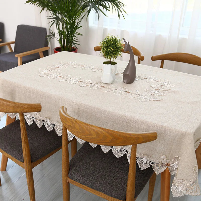 Plain Colour Tablecloth Cotton Linen Pure Light Gray European Style