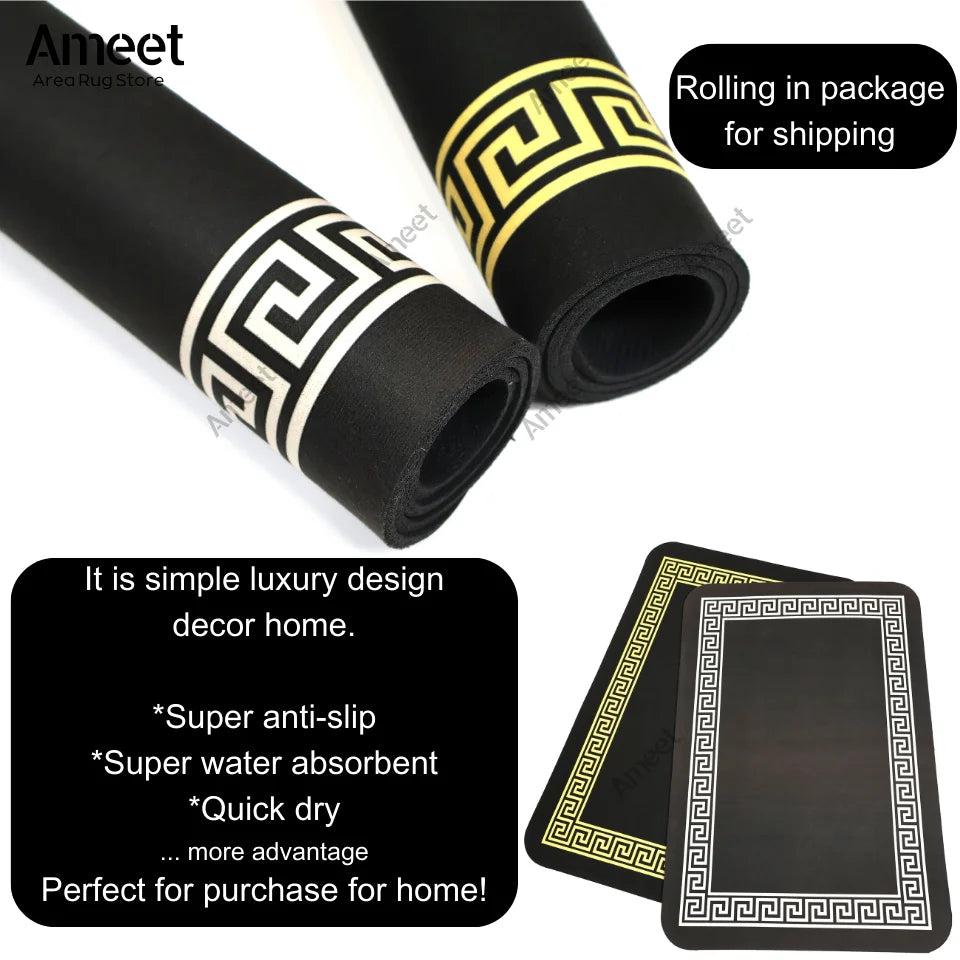 Water Absorbent Bathroom Mat Kitchen Floor Mat Non-slip Bath Rug Luxury Door Mat Decoration Home Footmat Washing Machine Top Mat