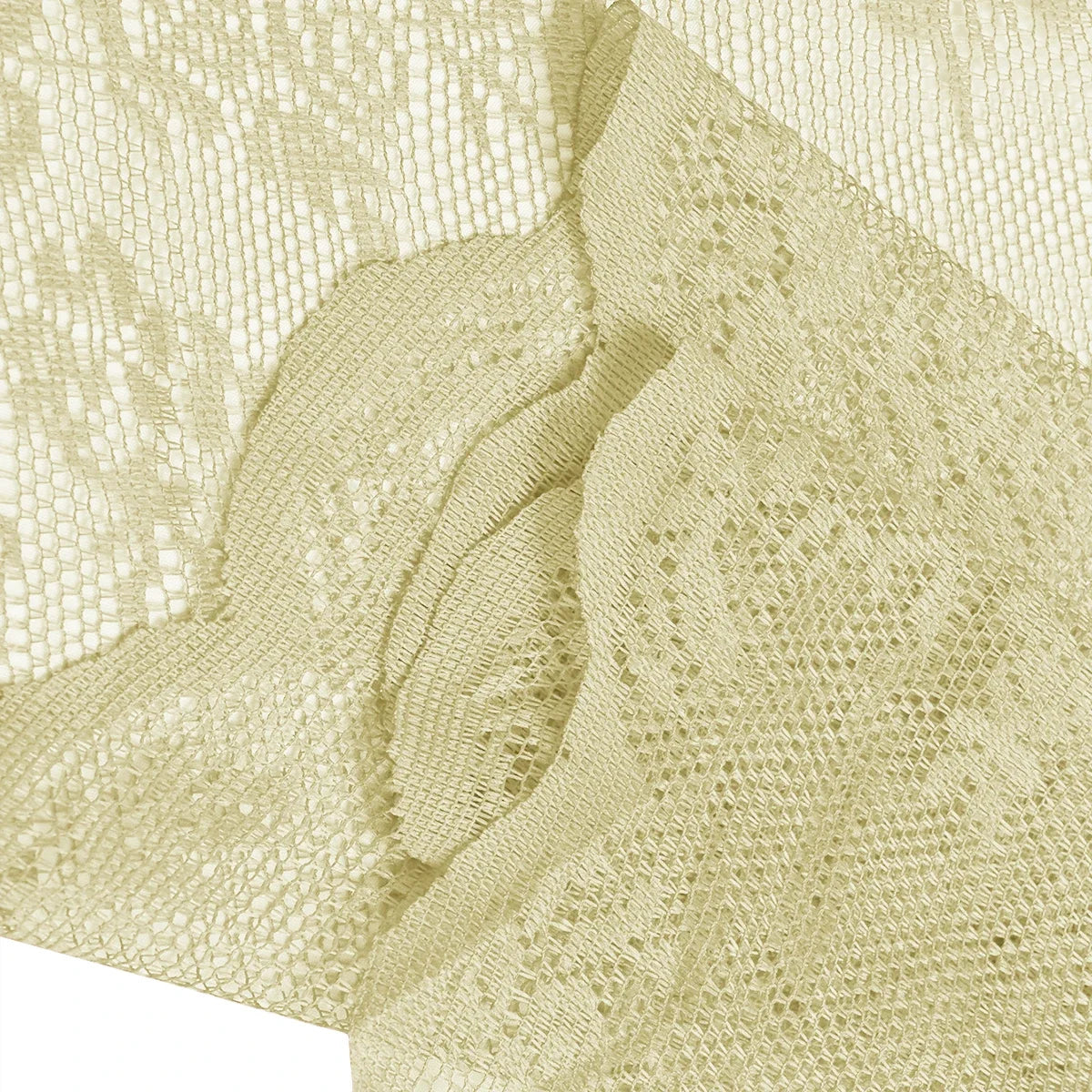 1pc Romantic Lace Sheer Curtain, Rod Pocket Flower Lace Window Curtains for Living Room