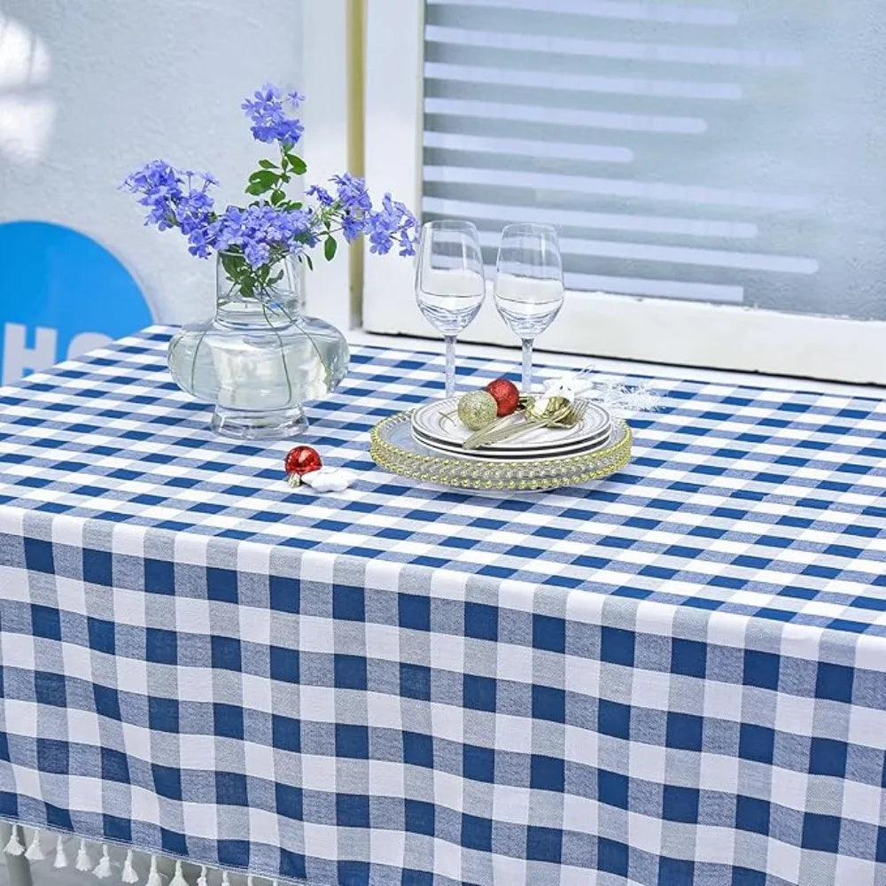 Table Decor Linen Plaid Tablecloth Waterproof Antifouling Table Cover
