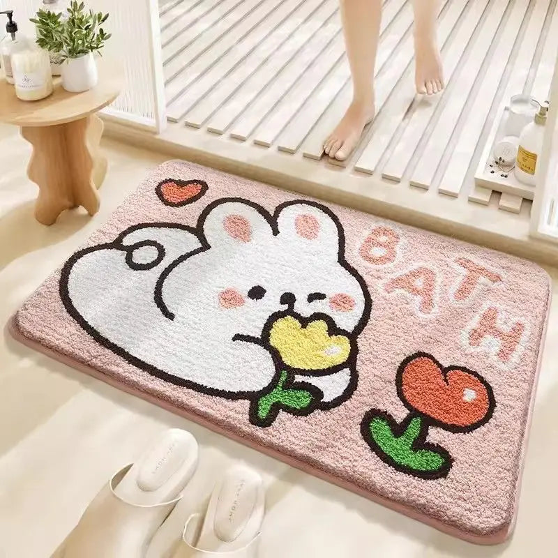 VIKAMA Bathroom Water-Absorbing Rug Cute Anti-Slip Imitation Cashmere