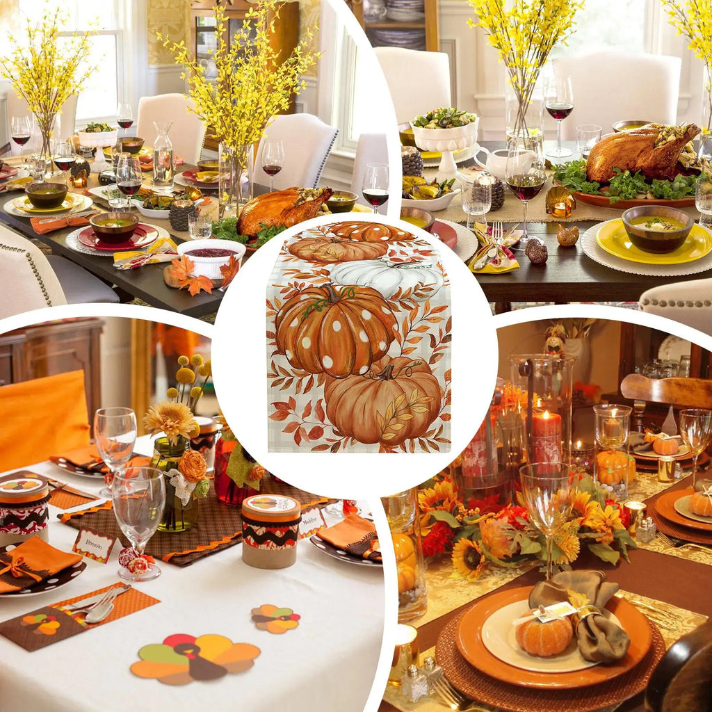 Table Runner  1PC Autumn Thanksgiving Table Runner Pumpkins