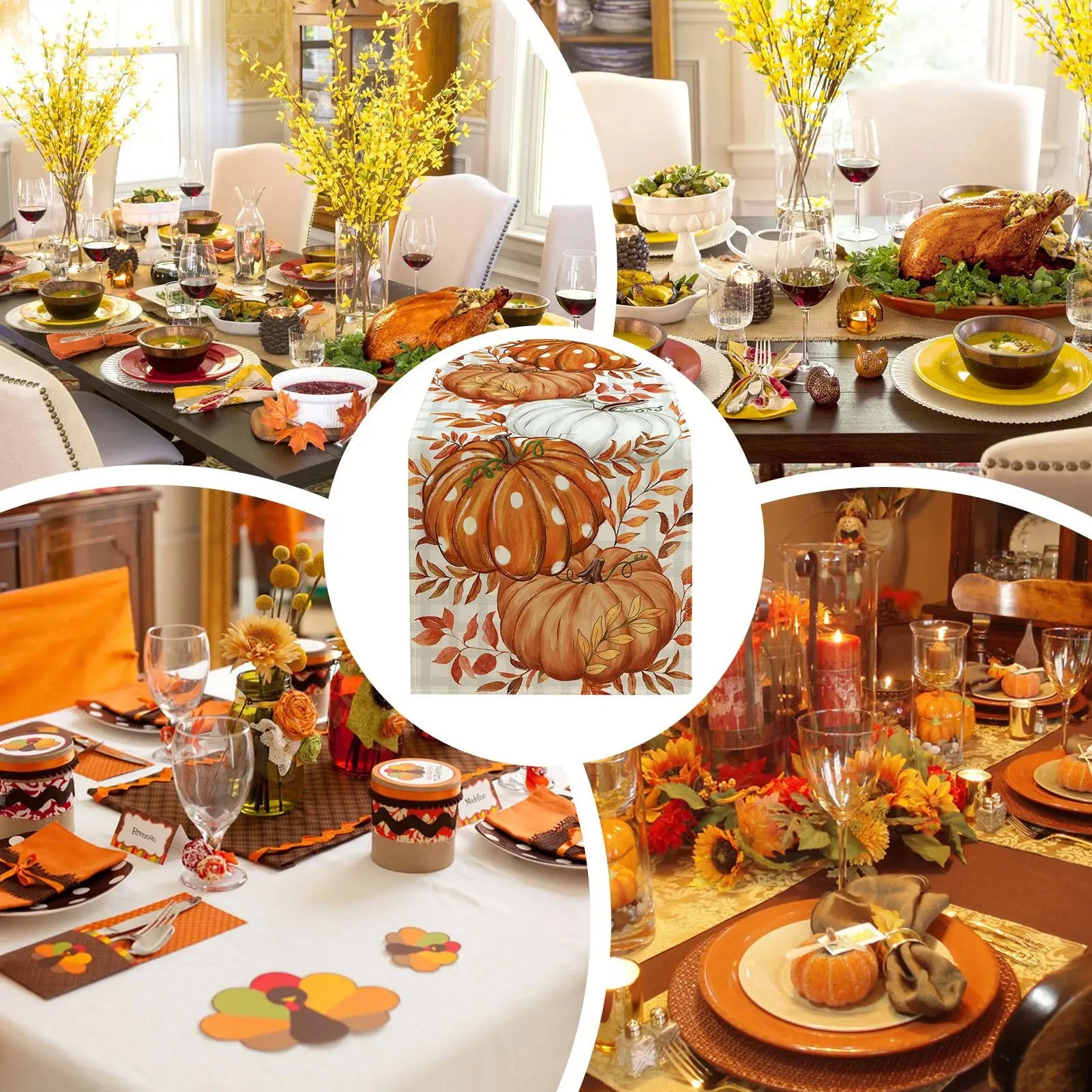 Table Runner  1PC Autumn Thanksgiving Table Runner Pumpkins