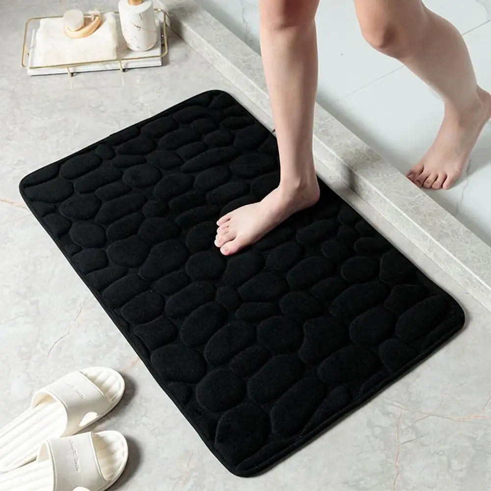 Durable Water Absorption Bath Mat Non-slip Household Cobblestone Embossed Washable Doormat Bathroom