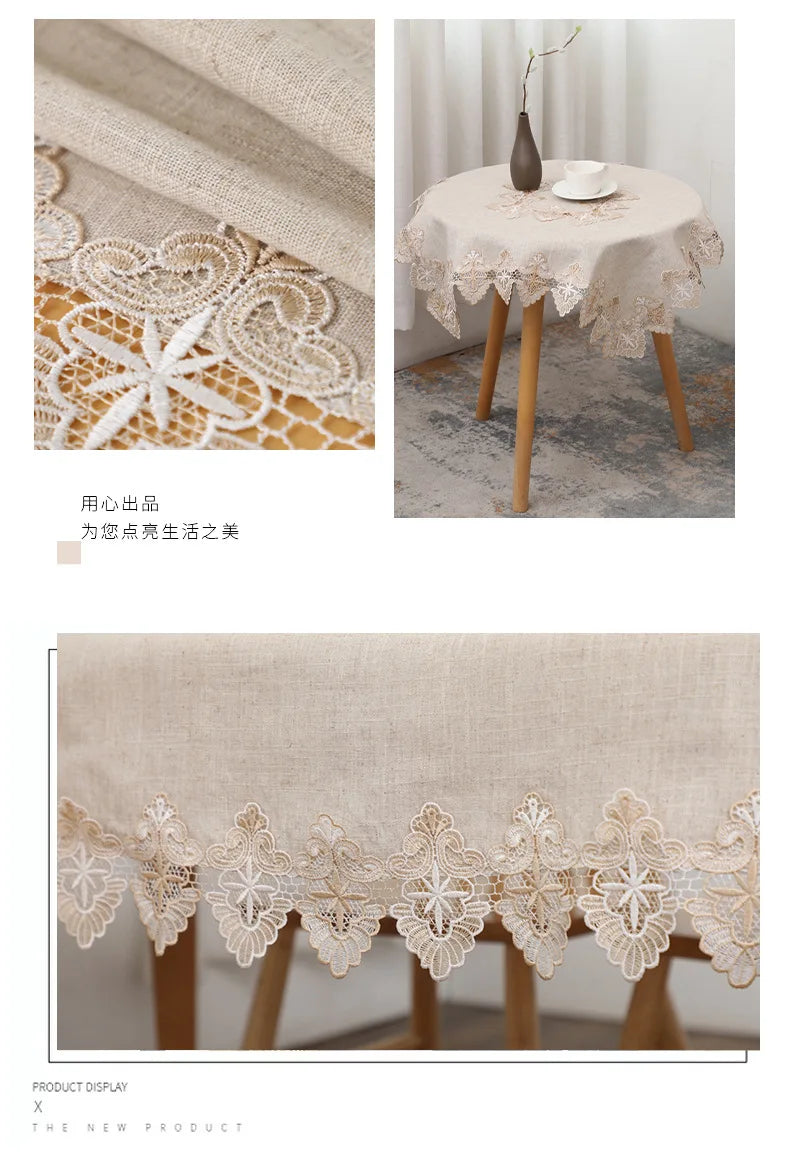 Plain Colour Tablecloth Cotton Linen Pure Light Gray European Style