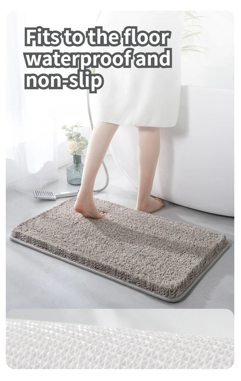 Household Bathroom Foot Mat Thicken Solid Colour Simple Bathroom