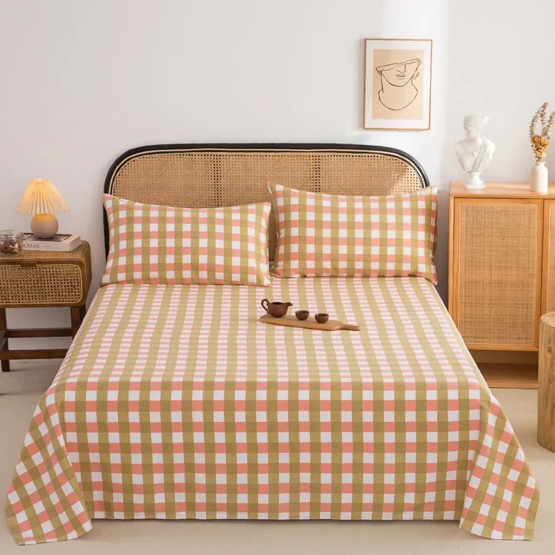 Soft 100% Cotton Coarse Cloth Bed Sheet Thick Sleep Naked Single Double Bedsheet