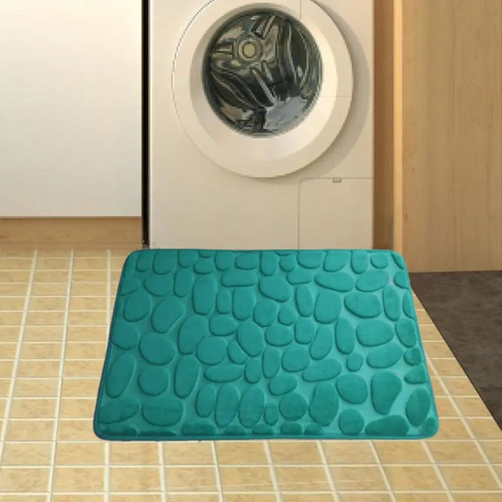 Durable Water Absorption Bath Mat Non-slip Household Cobblestone Embossed Washable Doormat Bathroom