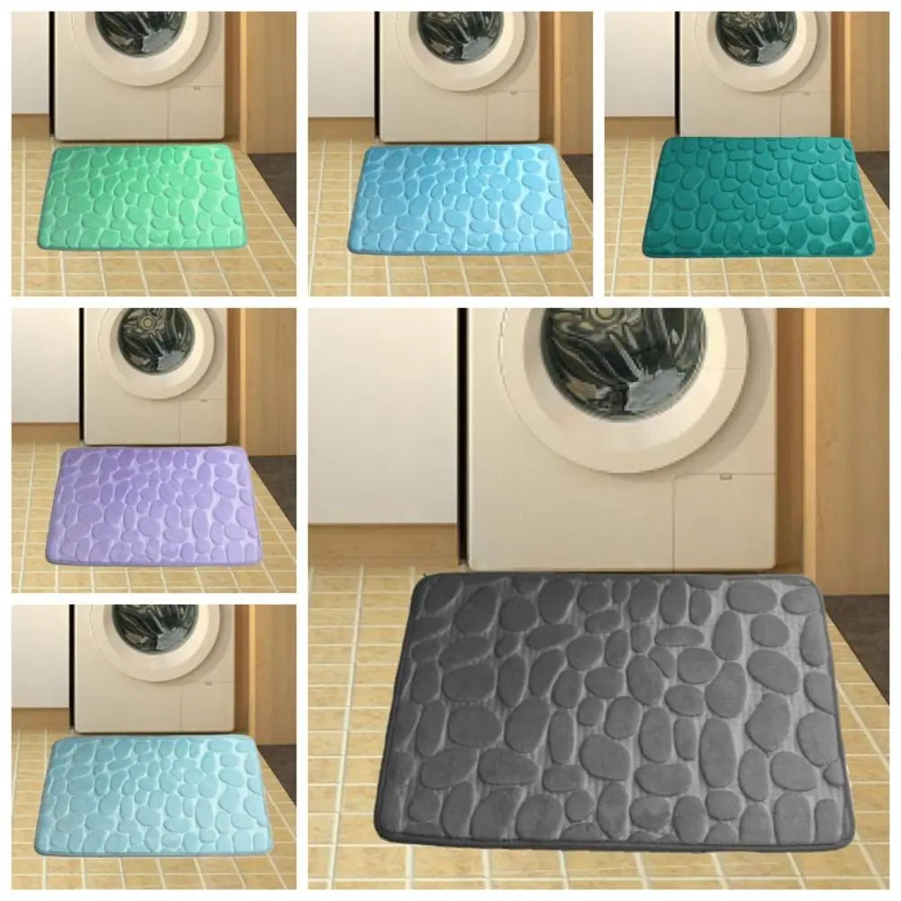 Durable Water Absorption Bath Mat Non-slip Household Cobblestone Embossed Washable Doormat Bathroom