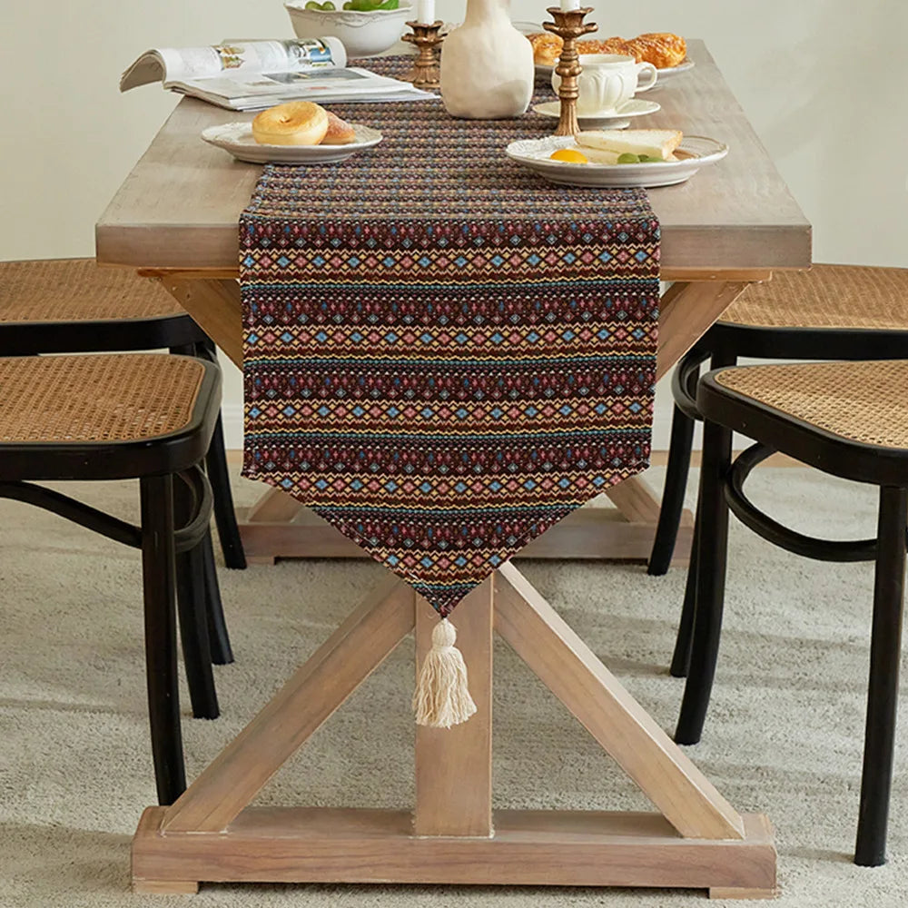 American Striped Table Runner Bohemian Tassel Table Runners Home