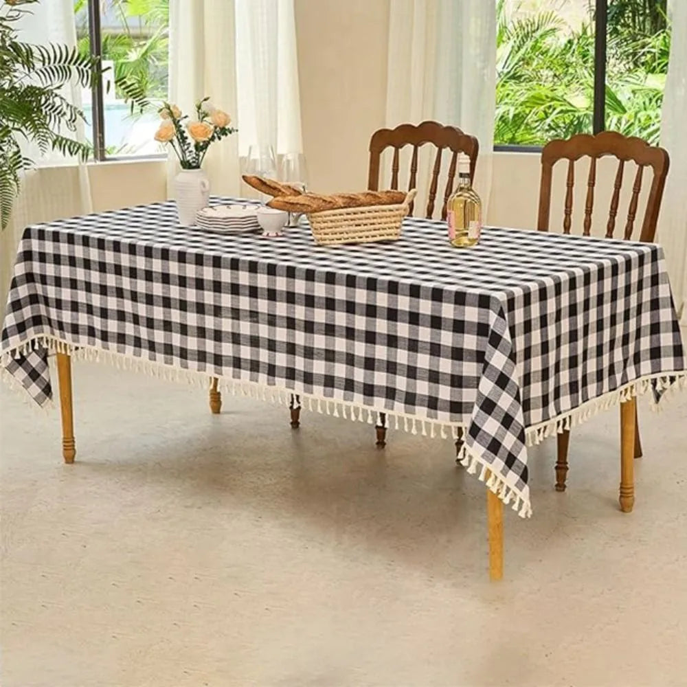Table Decor Linen Plaid Tablecloth Waterproof Antifouling Table Cover