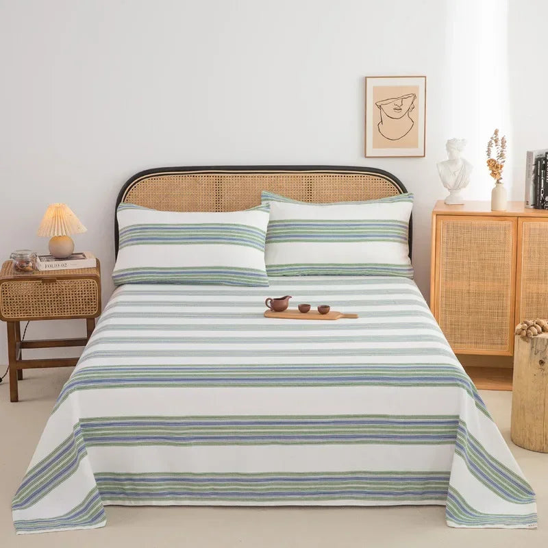 Soft 100% Cotton Coarse Cloth Bed Sheet Thick Sleep Naked Single Double Bedsheet