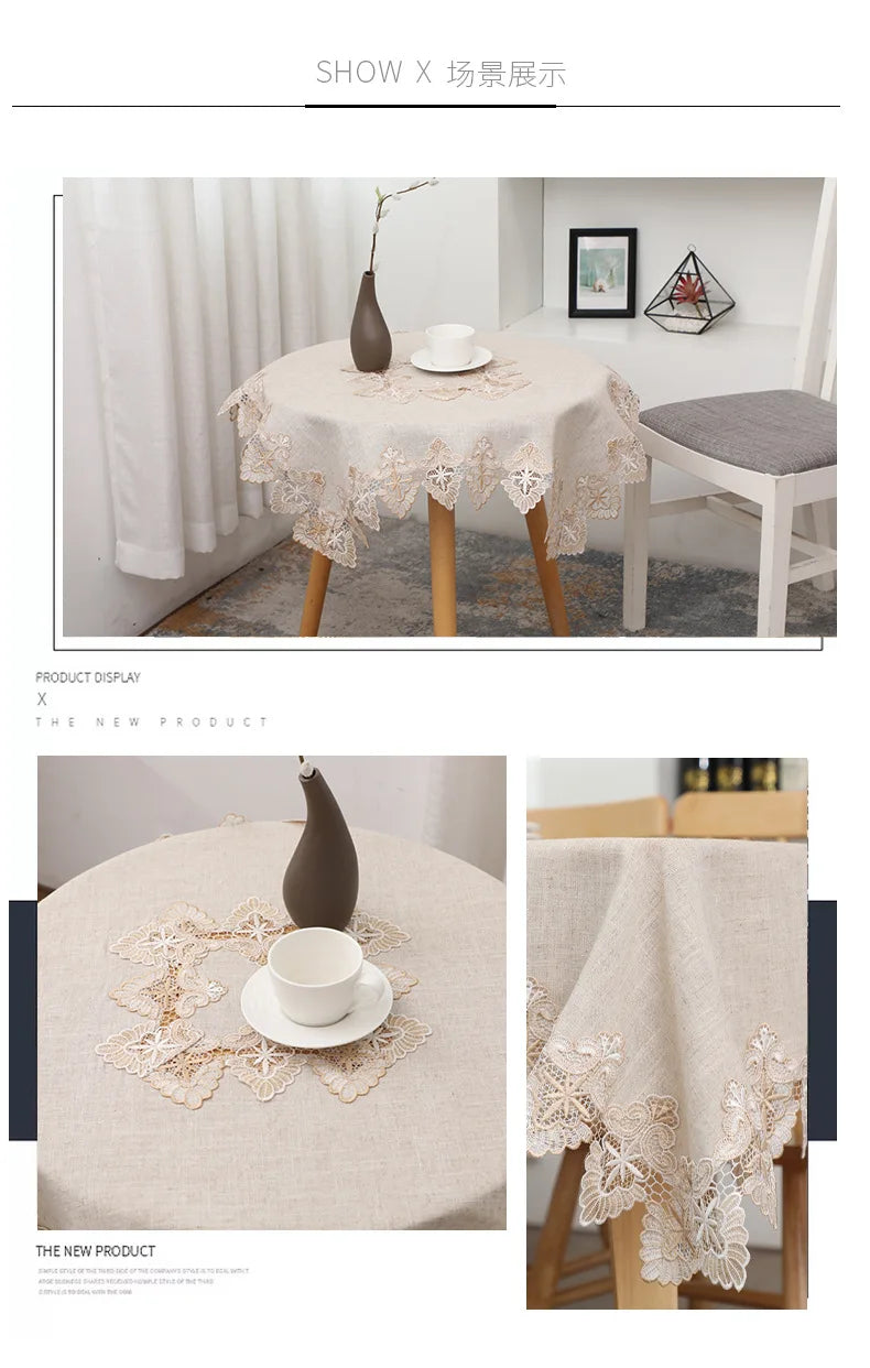 Plain Colour Tablecloth Cotton Linen Pure Light Gray European Style