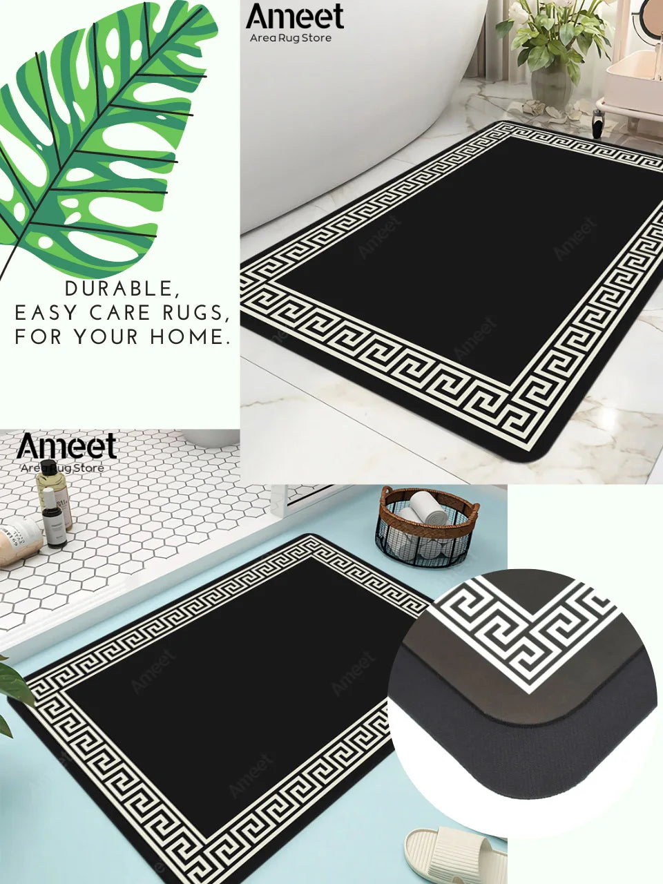 Water Absorbent Bathroom Mat Kitchen Floor Mat Non-slip Bath Rug Luxury Door Mat Decoration Home Footmat Washing Machine Top Mat