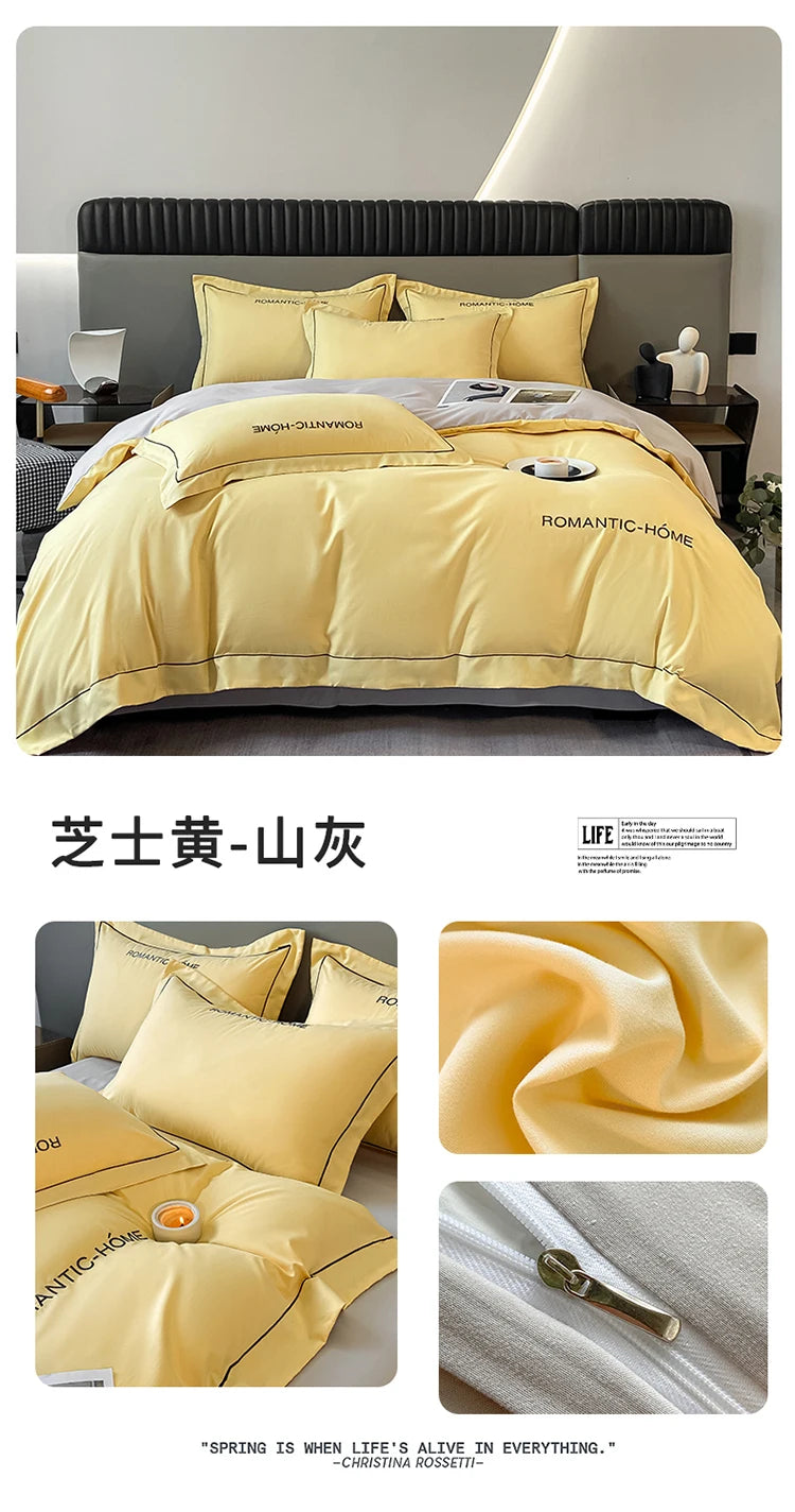 1 Set Cotton Bedding Set with Duvet Cover Bed Sheet Pillowcase Luxury
