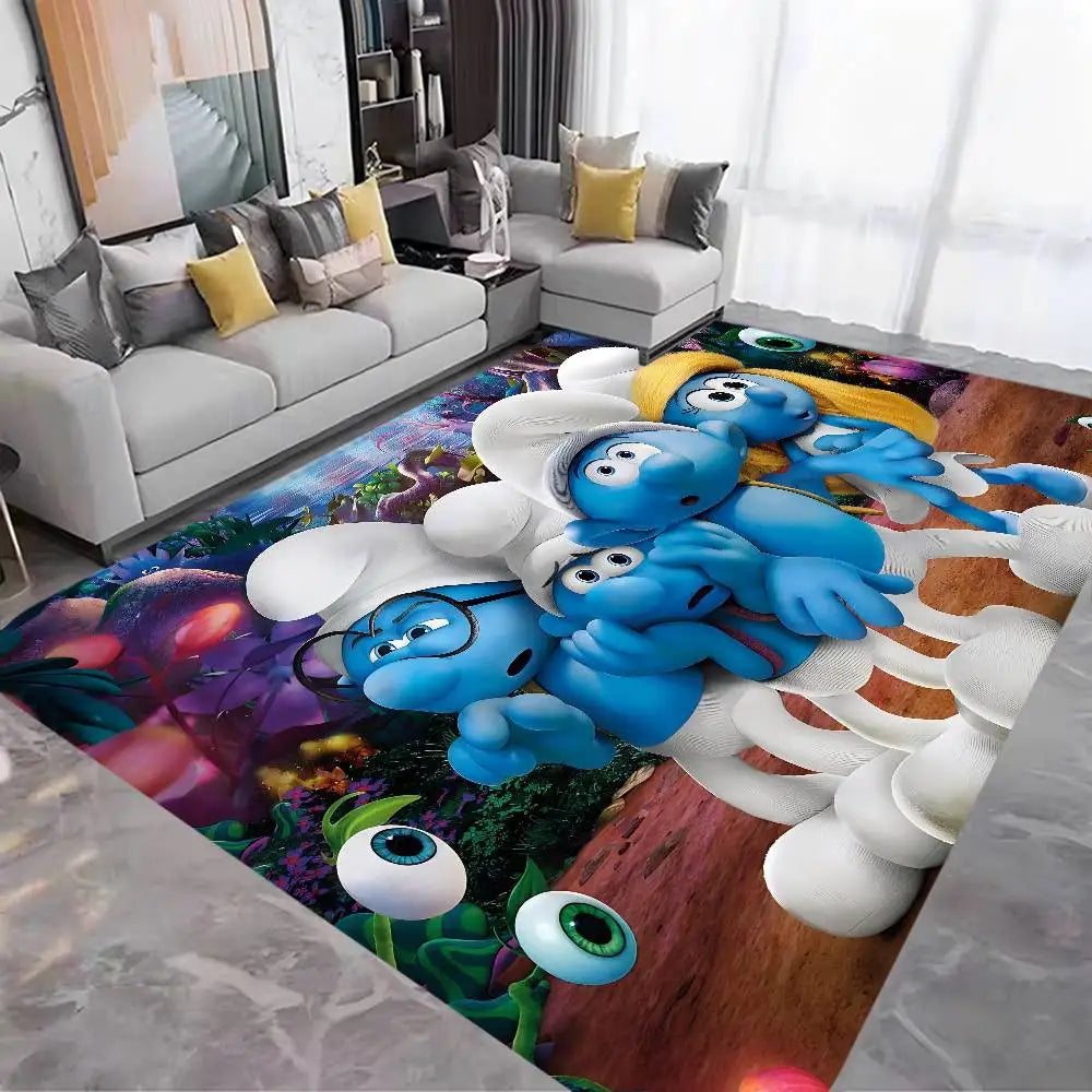 S-Smurfs Floor Mat Cheaper Anti-slip Modern Living Room Balcony Printed Bedside Mats