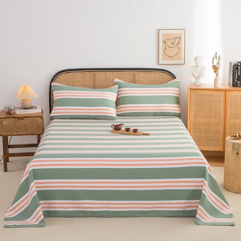 Soft 100% Cotton Coarse Cloth Bed Sheet Thick Sleep Naked Single Double Bedsheet