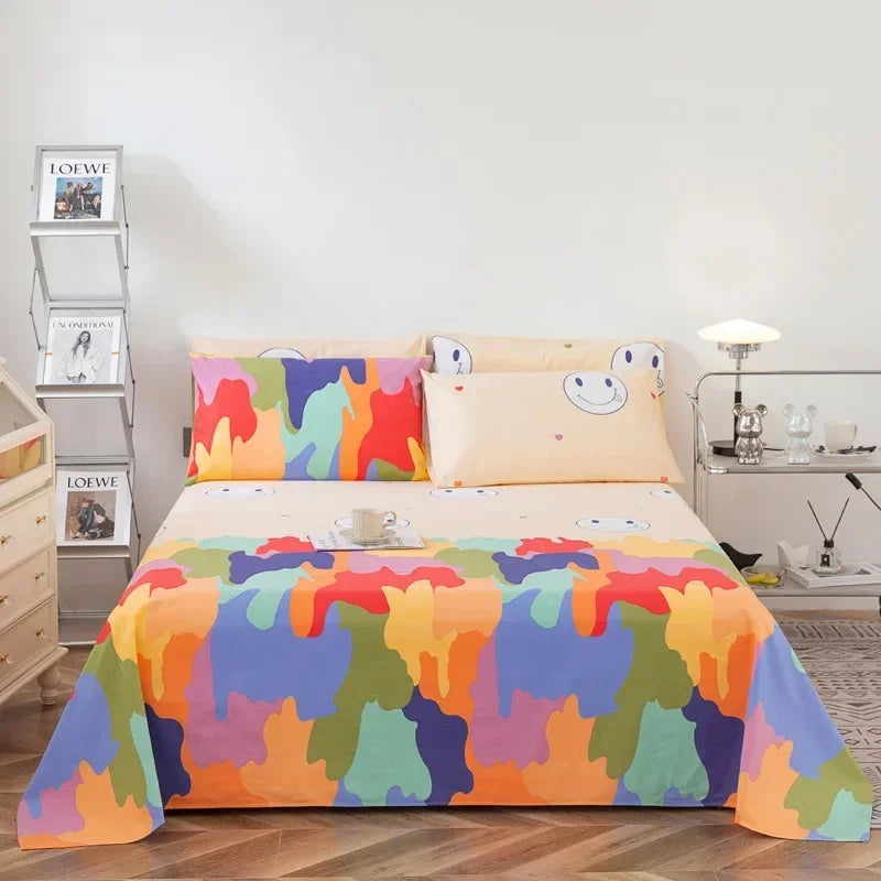 Soft 100% Cotton Coarse Cloth Bed Sheet Thick Sleep Naked Single Double Bedsheet