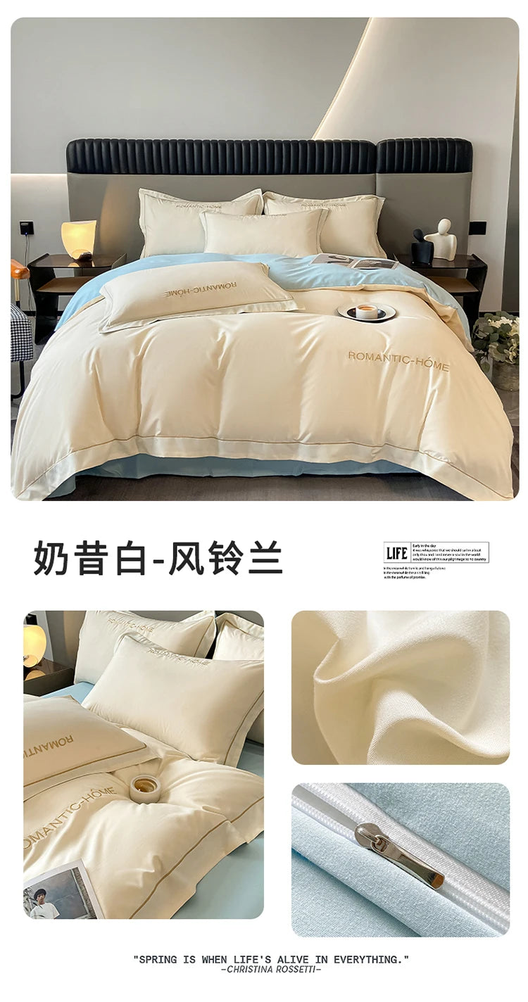 1 Set Cotton Bedding Set with Duvet Cover Bed Sheet Pillowcase Luxury