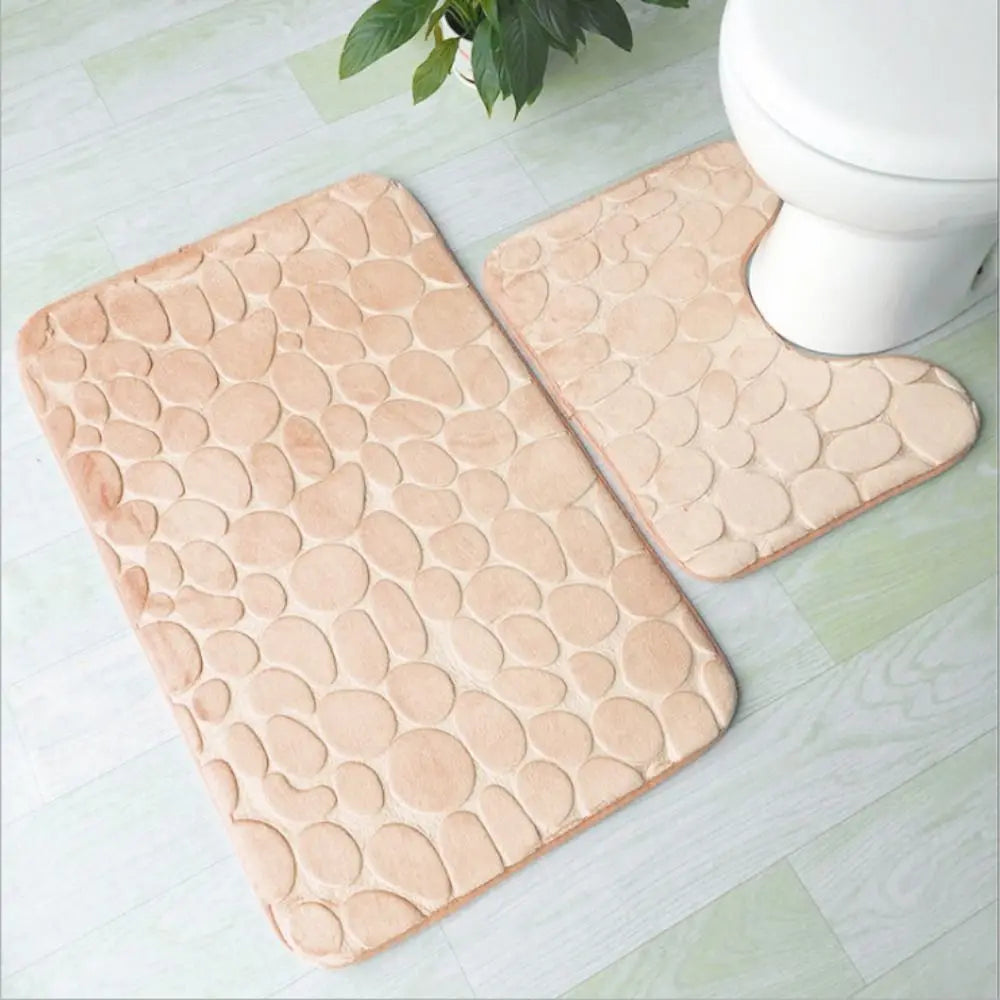 Durable Water Absorption Bath Mat Non-slip Household Cobblestone Embossed Washable Doormat Bathroom