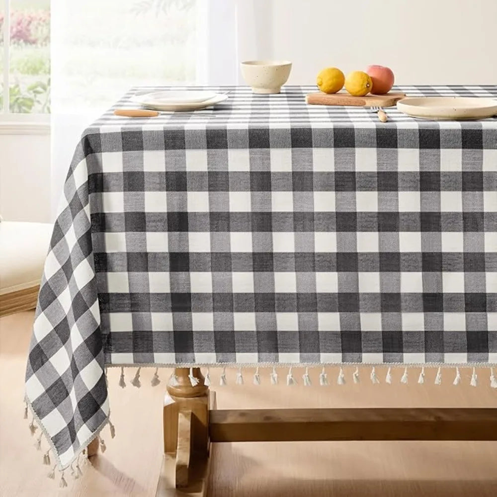 Table Decor Linen Plaid Tablecloth Waterproof Antifouling Table Cover