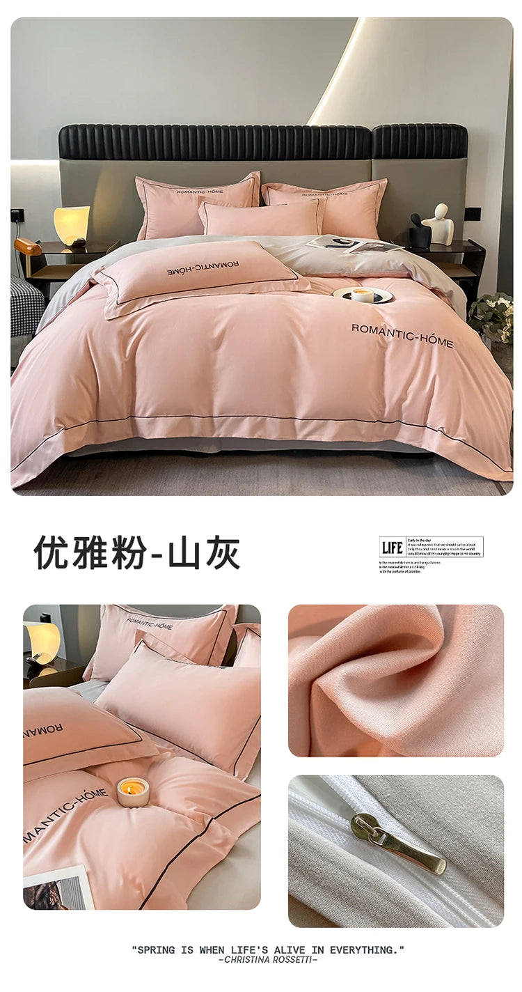 1 Set Cotton Bedding Set with Duvet Cover Bed Sheet Pillowcase Luxury