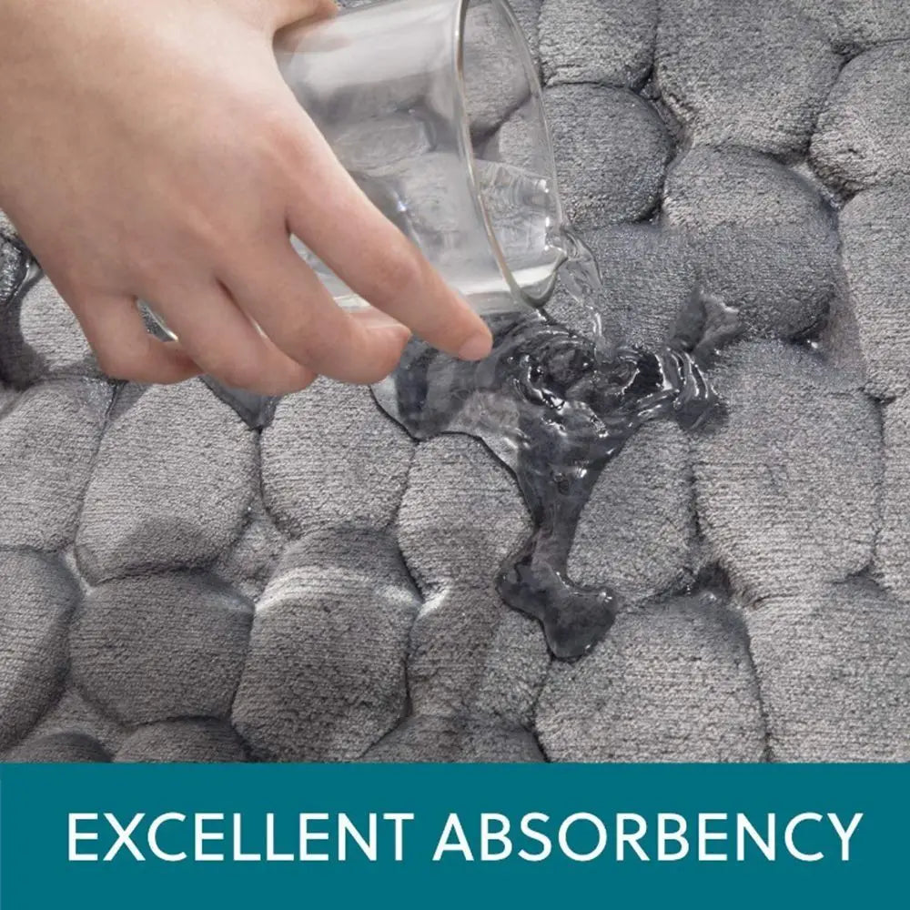 Durable Water Absorption Bath Mat Non-slip Household Cobblestone Embossed Washable Doormat Bathroom