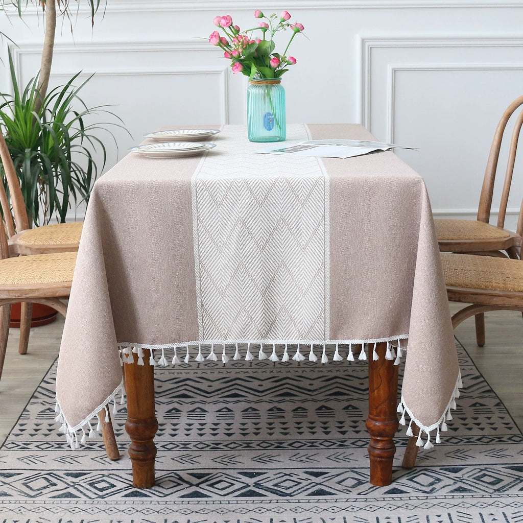 Tablecloth for Rectangle Table, Cotton Linen Table Cloth, Waterproof