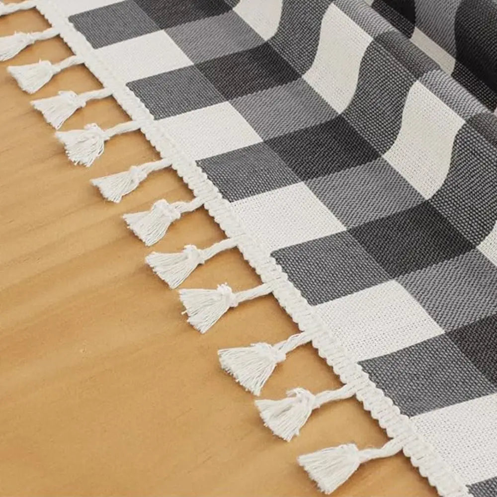 Table Decor Linen Plaid Tablecloth Waterproof Antifouling Table Cover