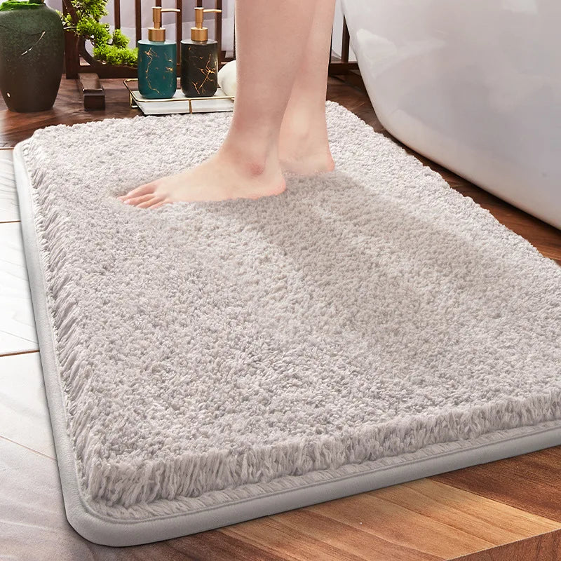 Household Bathroom Foot Mat Thicken Solid Colour Simple Bathroom