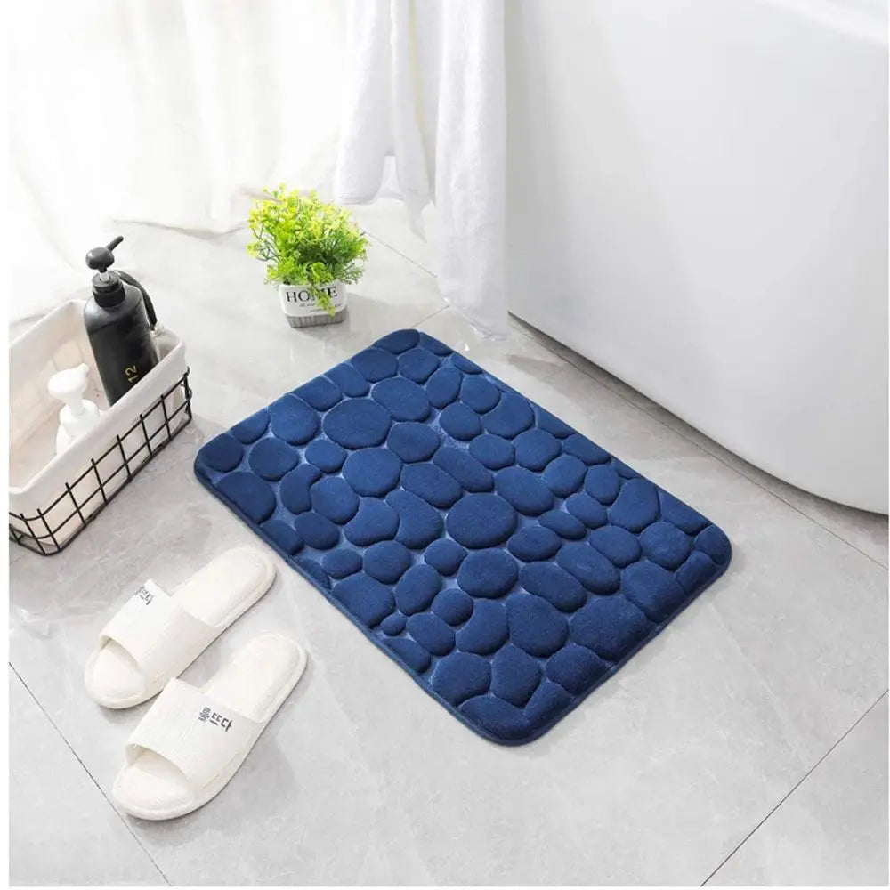 Durable Water Absorption Bath Mat Non-slip Household Cobblestone Embossed Washable Doormat Bathroom