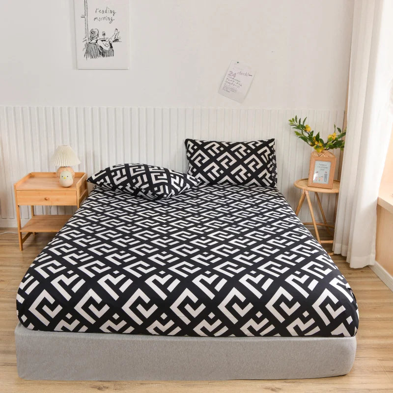 Simple Style Bedsheet Breathable Bed Cover Fitted Sheet with Elastic