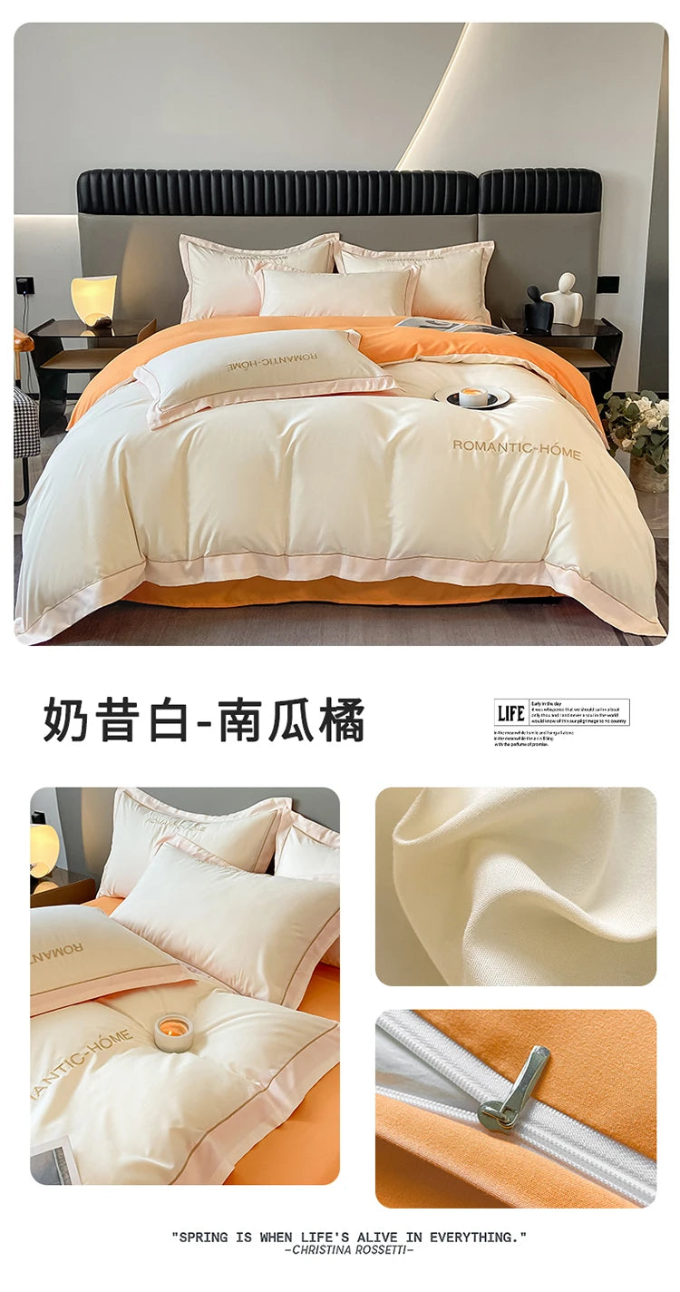 1 Set Cotton Bedding Set with Duvet Cover Bed Sheet Pillowcase Luxury