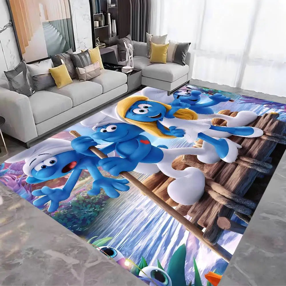 S-Smurfs Floor Mat Cheaper Anti-slip Modern Living Room Balcony Printed Bedside Mats