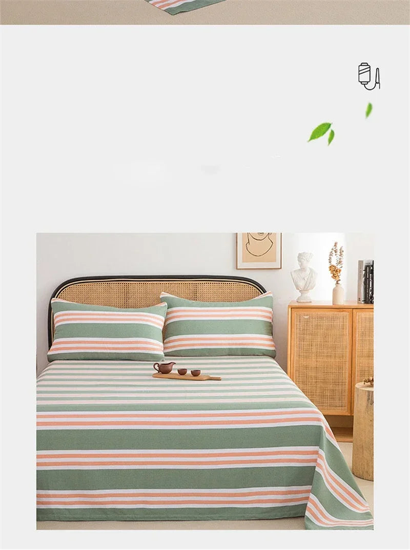 Soft 100% Cotton Coarse Cloth Bed Sheet Thick Sleep Naked Single Double Bedsheet