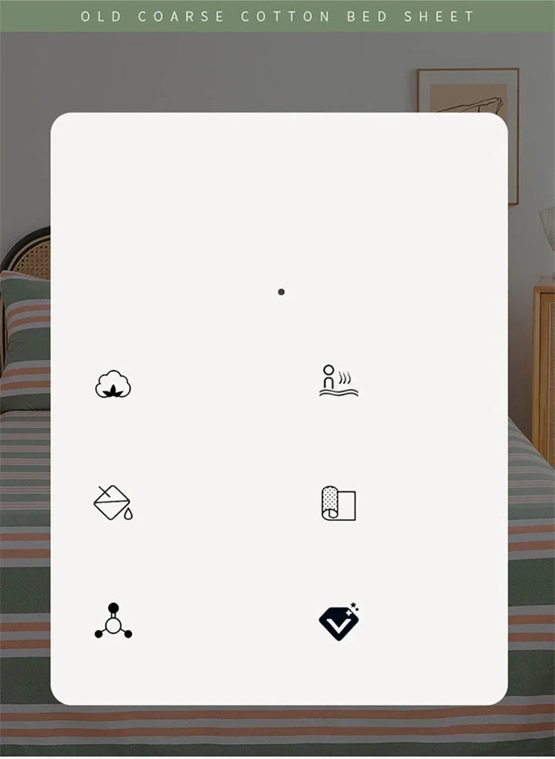 Soft 100% Cotton Coarse Cloth Bed Sheet Thick Sleep Naked Single Double Bedsheet