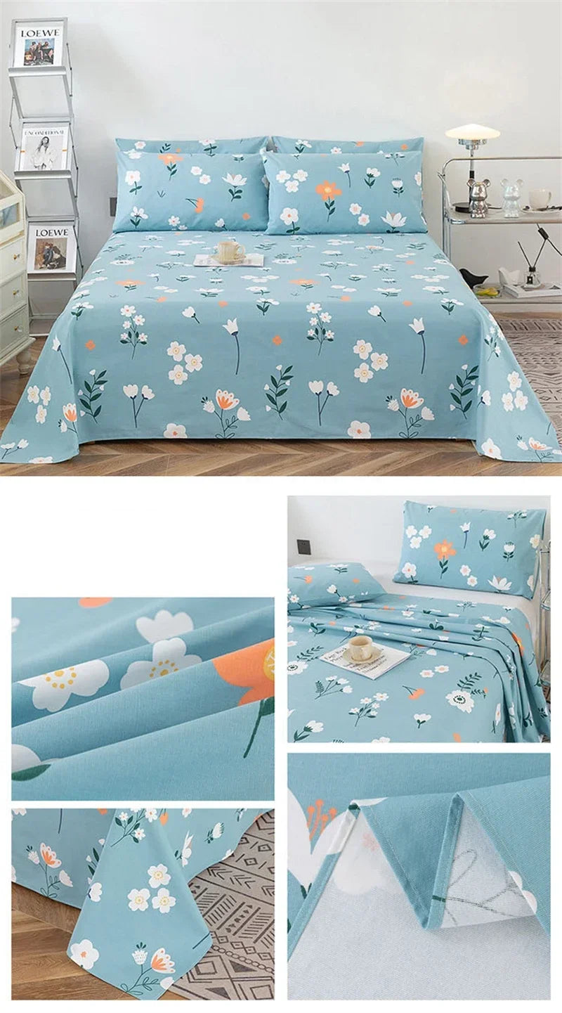 Soft 100% Cotton Coarse Cloth Bed Sheet Thick Sleep Naked Single Double Bedsheet