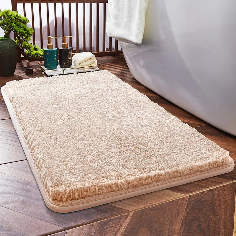 Household Bathroom Foot Mat Thicken Solid Colour Simple Bathroom