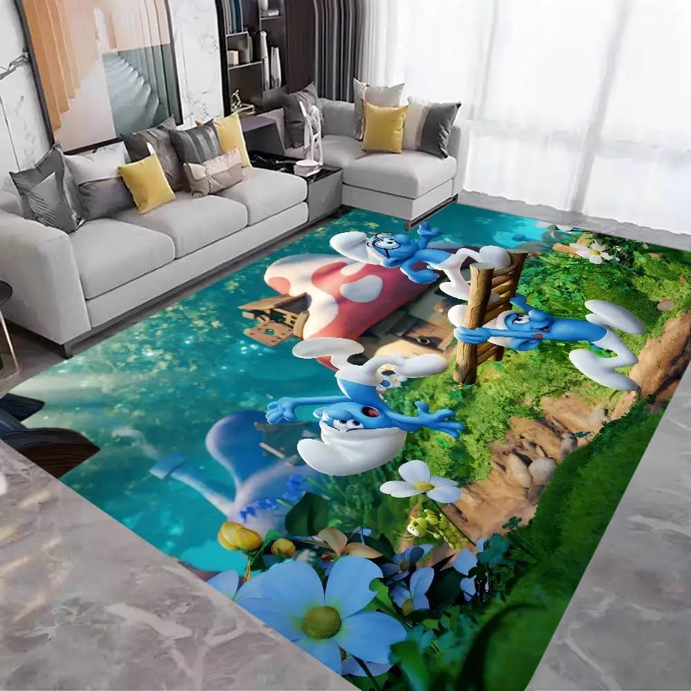 S-Smurfs Floor Mat Cheaper Anti-slip Modern Living Room Balcony Printed Bedside Mats