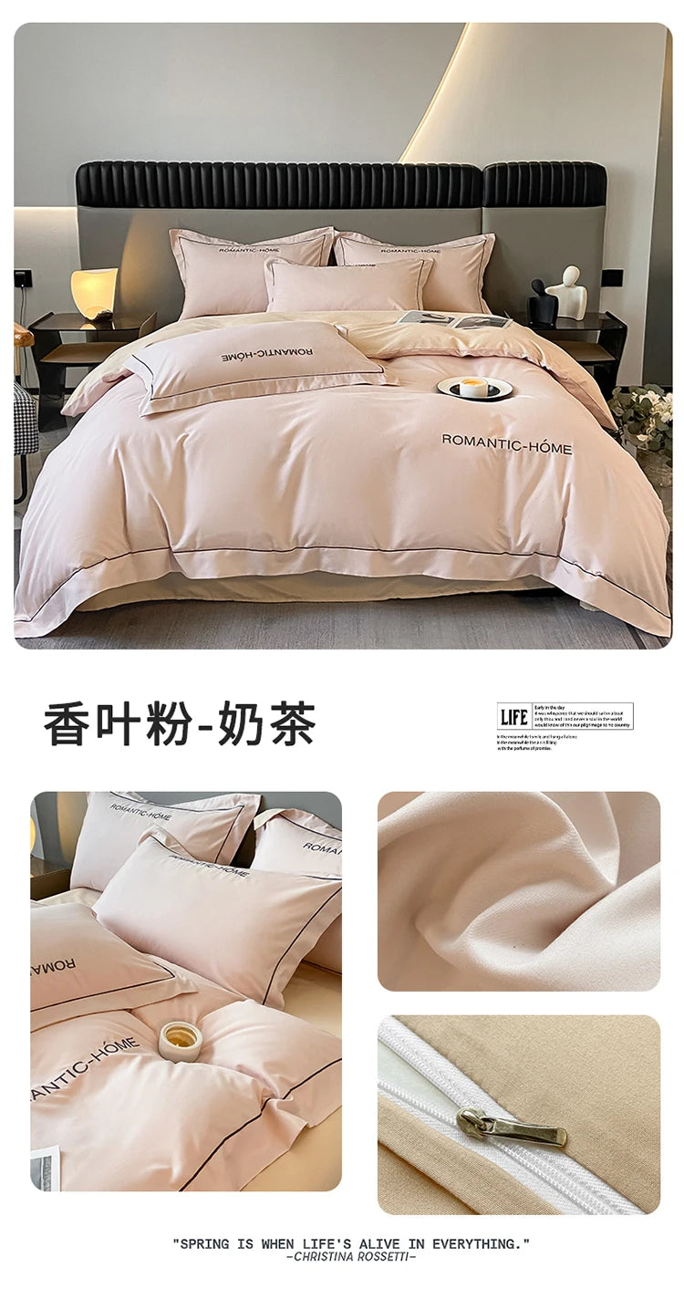 1 Set Cotton Bedding Set with Duvet Cover Bed Sheet Pillowcase Luxury