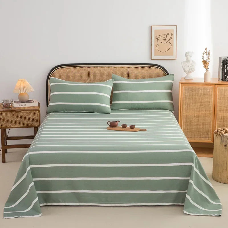 Soft 100% Cotton Coarse Cloth Bed Sheet Thick Sleep Naked Single Double Bedsheet