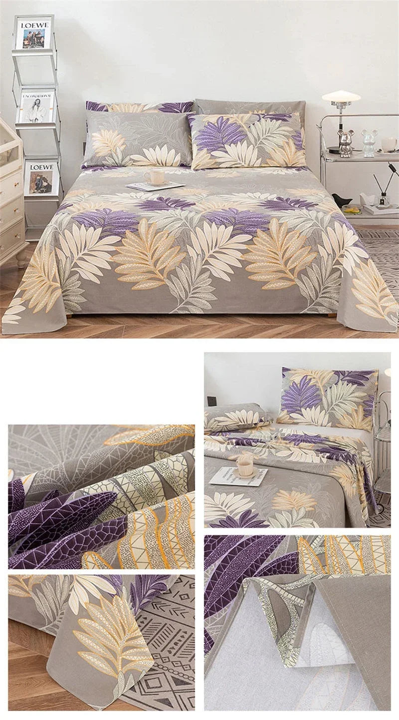 Soft 100% Cotton Coarse Cloth Bed Sheet Thick Sleep Naked Single Double Bedsheet