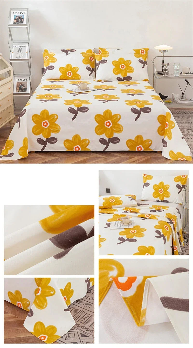 Soft 100% Cotton Coarse Cloth Bed Sheet Thick Sleep Naked Single Double Bedsheet