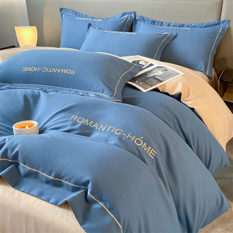 1 Set Cotton Bedding Set with Duvet Cover Bed Sheet Pillowcase Luxury