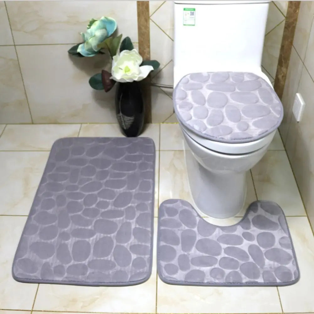 Durable Water Absorption Bath Mat Non-slip Household Cobblestone Embossed Washable Doormat Bathroom