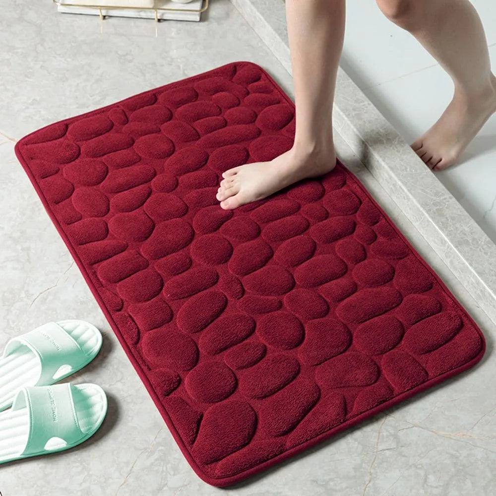 Durable Water Absorption Bath Mat Non-slip Household Cobblestone Embossed Washable Doormat Bathroom